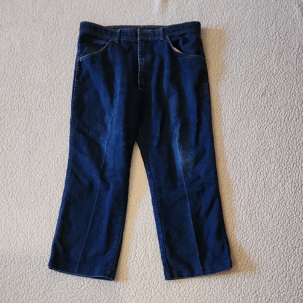 Vintage 90's Wranglers Bootcut Dark Acid Washed Jeans Retro Distressed Cotton